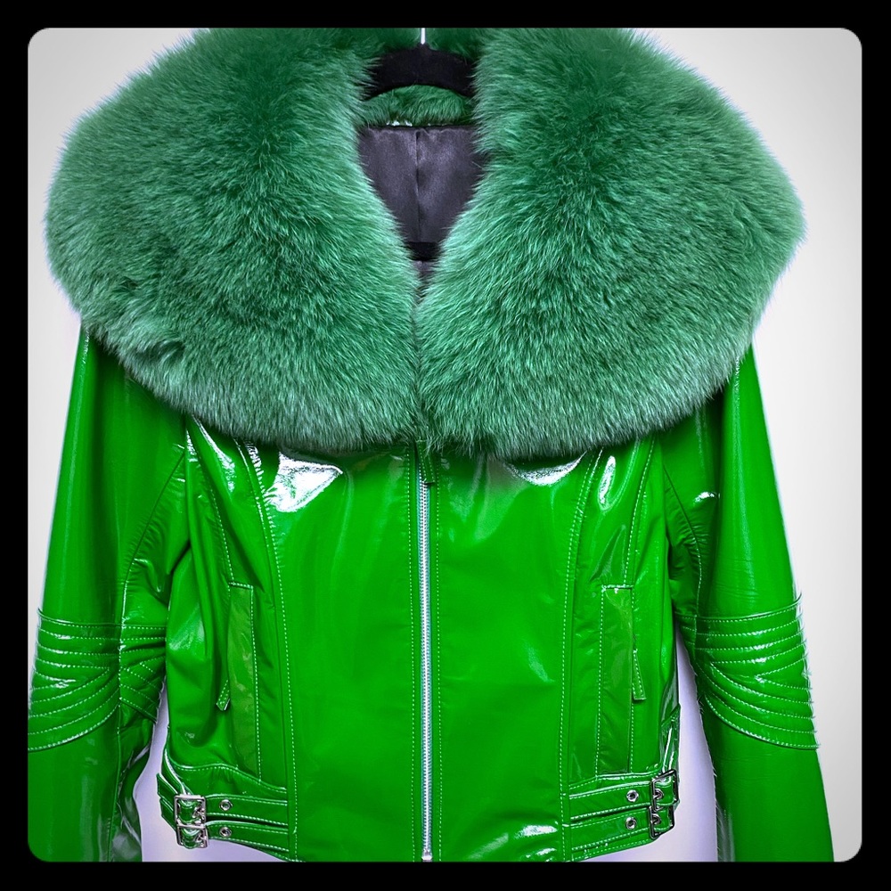 Patent Leather w/Fox Collar Jacket